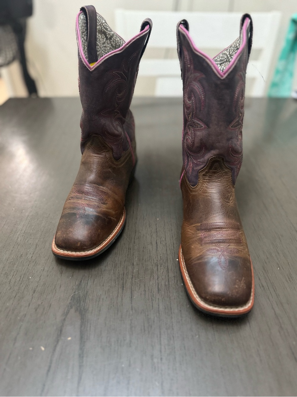 Dan Post Youth Majesty Brown/Purple Leather Cowboy Boots DPC3947 youth4 D